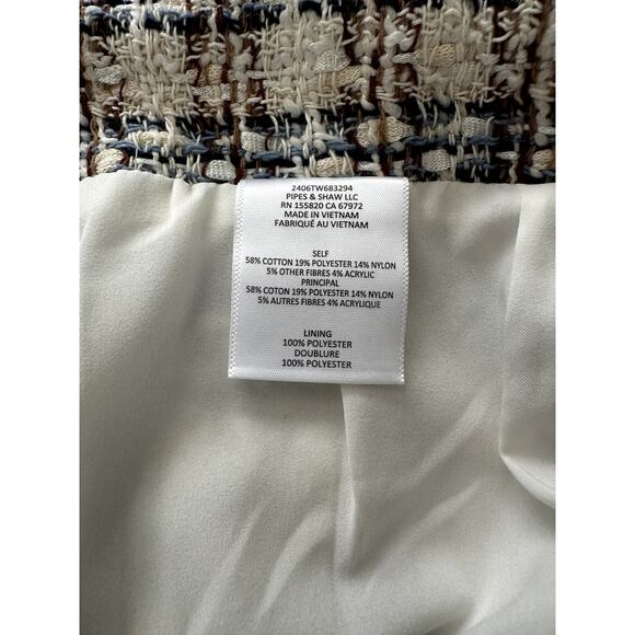 $378 Veronica Beard Roman Skirt Tweed Size 4 NEW Ivory Camel Womens Miniskirt - Picture 7 of 10